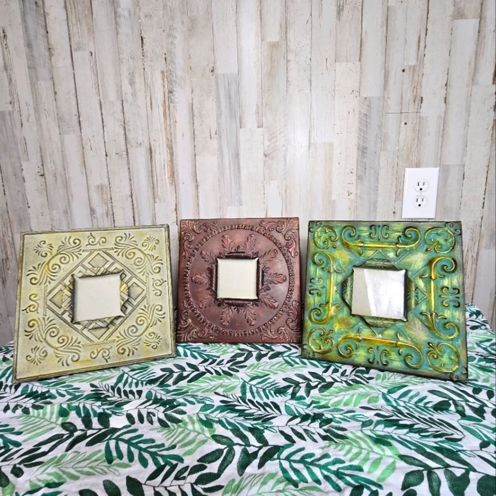 Picture Frame Set of 3 Metal Easel Wall Decor Table Decor